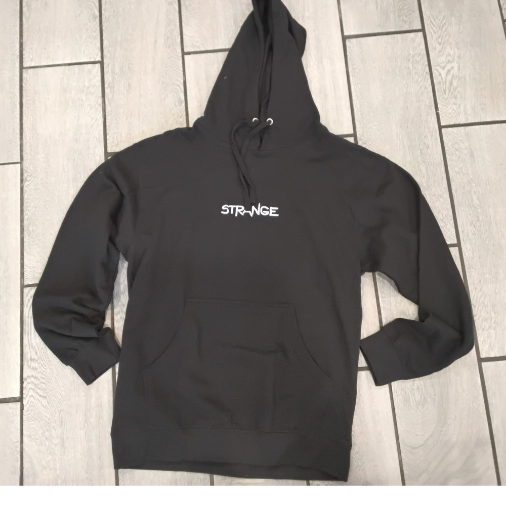 Strange Music‎ Black Graphic Hoodie Mens Medium Streetwear Car Fire Moon Logo